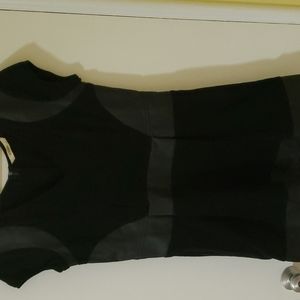 Leatherette and suedette dress.